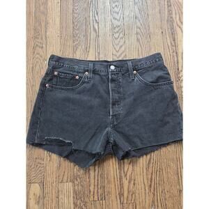 Levi's 501 Button Fly Jean Shorts Womens Size 30w or 8-10 Black NWOT High Rise